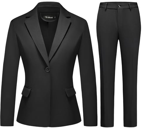 TRONSTORE Damen-Business-Anzug, 2-teilig, schmale Passform, klassisches Blazer-Hosen-Set für Damen, formelles Büro