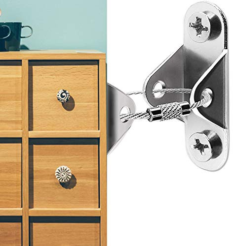 Kippsicherung Möbel 12 Stück, Anti-Tip Möbelgurte Ankergurte Kit, Kippschutz für Kindersicherheit, Furniture Strap Baby Proofing, Metall Sicherheitsgurt vor Herunter Fallenden, Erdbebensicher