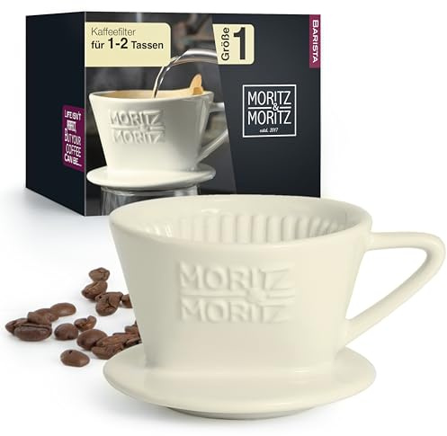 Moritz & Moritz Kaffeefilter Porzellan Größe 1 wiederverwendbar | Geschmacksneutral, spülmaschinengeeignet, rund 300 ml