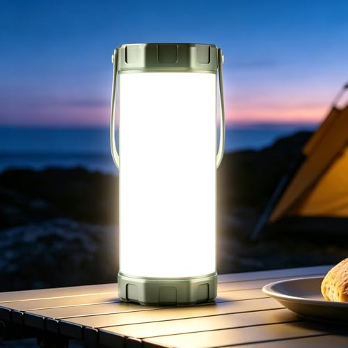 Glocusent Campinglampe Aufladbar, 5000mAh Camping Lampe 80 Std Dauer | 3 Farben und 5 Helligkeitsstufen, IP68 Wasserdicht, Zeltlampe mit SOS-Modus für Notfallleuchte, Wandern