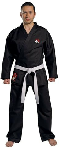 Athletics Gear Karateanzug Kinder Erwachsene Karate Gi Aikido Anzug Weiß Schwarz inkl Gürtel Kampfsportanzug Trainingsanzug leicht 7oz Größen 100–200 cm (Schwarz, 1/140 cm)