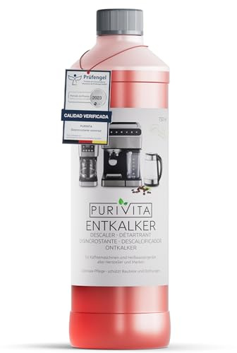 PURIVITA® Universal Entkalker Kaffeevollautomat [750ML] - Kaffeemaschinen Entkalker Flüssig - Flüssigentkalker Kaffeemaschine Reiniger - Kalkreiniger Kaffeevollautomaten - Für alle Kaffeeautomaten