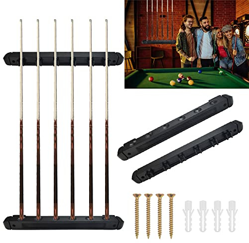 STCRERAG Queue Halterung Set Holz und Plastik Billard Langlebige Wandhalterung mit Schrauben Glatt Schwarz Stick Halter Billiard Zubehör für Cue