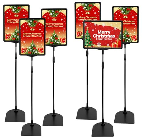 JAOGAUS 6er-Set A4 Aufsteller Höhenverstellbar 60-100 cm, Robuster Kundenstopper Plakatständer Bodenständer aus Metall mit Stabiler Basis, Infoständer für Büro, Speisekarte und Hinweis-Poster
