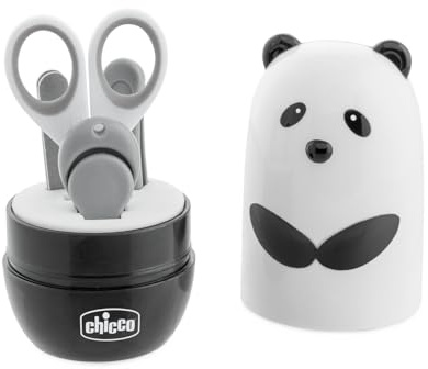 Chicco Panda-Maniküre-Set für Kinder, bestehend aus Schere, Nagelknipser, Pinzette, Feile
