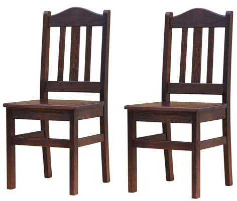 k koma Massiv Kiefer Holzstühle 2er-Set – Esszimmer/Gastronomie – Neu – Stühle aus massivem Holz - Nuss Farbe
