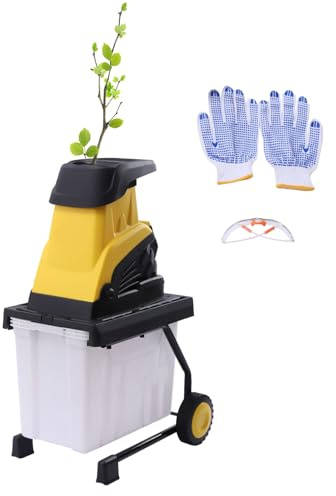 2500W Elektro Gartenhäcksler 4500RPM Max. 45 mm Aststärke Leisehäcksler mit 45L Auffangbox Häcksler Walzenhäcksler zum Schneiden von Holz Ästen trockenen Blättern