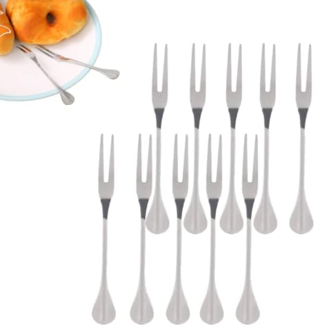 Kuchengabeln 10 Stück, Dessertgabeln Edelstahl Gabeln Besteck Gabeln | 12*1.5*0.1cm/4.72*0.59*0.03inch, Verdicken Gabel Obstgabel Mini Obstgabeln Grillgabel Spieße Schneckengabeln Dessertgab