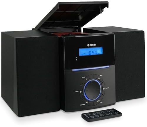 Denver Micro-HiFi-Anlage mit CD, FM-Radio und Fernbedienung | CD Player, FM Radio, Stereoanlage, HiFi Anlage, Fernbedienung, AUX, Kopfhöreranschluss, Dual Alarm, Sleep/Snooze