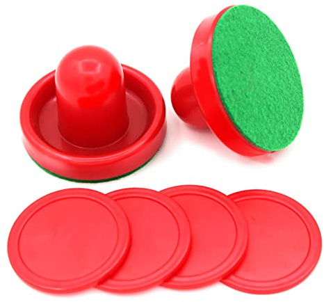 Zerone Airhockey-Set mit Pushern, Pucks und Spielgriffen – Leichtgewichtige Kunststoff-Air-Hockey-Zubehör für Tischspiel (76 mm Durchmesser), ideal für Anfänger & Profis, inkl. Goalies & Mallets