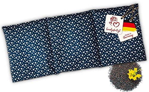 navango Körnerkissen Mikrowelle & Backofen, Marineblau, Rapsfüllung | Handgefertigt in Deutschland, ca. 50 x 20cm, 3 Kammern, für Nacken, Rücken und Schulter
