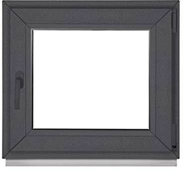 Komforta Fenster Anthrazit Außen/Innen - Alle Größen Kellerfenster Kunststoff BxH 1000 x 500 mm - Garagenfenster Fenster PVC 100 x 50 cm 2-Fach Verglasung-Din Links-Dreh Kipp Kunststofffenster