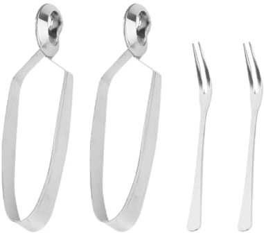 BESTonZON Edelstahl Schneckenbesteck Set 4-Teilig 6.10In Schneckenzange Und Schneckengabel Für Meeresfrüchte Abendessen Küchenhelfer Rostfrei Lebensmittelzange