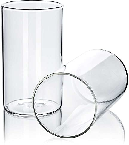 Tuuters 2er Set Windlichtgläser für Drinnen und Draußen aus Borosilikat-Glas – Ideal zum Verzieren (120 x Ø 70 mm, Mit Boden)