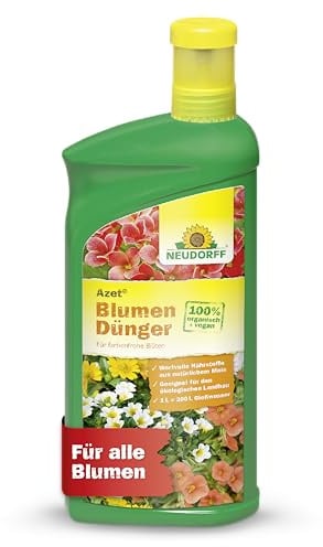Neudorff Azet BlumenDünger - 100% natürlicher Bio Dünger für üppig blühende Blumen im Garten, Zimmer oder auf dem Balkon, 1 Liter