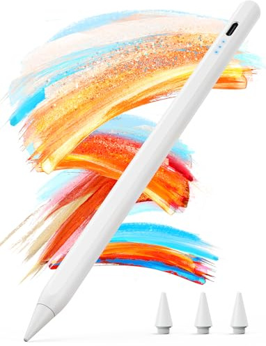 Kingone Stift für Apple iPad 2018-2026, 2X Schnellladung, kompatibel mit iPad 6~11th,Pro 11/12.9/13,Air 3~5th,Air 11/13,Mini 7/6/5th, mit Magnetischer Haftung, Palm Rejection & Neigung, Weiß.