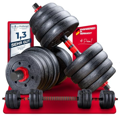 Sportstech 2in1 innovative Hanteln AH150 | Kurzhanteln & Langhantel | Hanteln Set mit 20/30/40kg | Hantelset verstellbar mit Sternverschluss + langes Verbindungsstück | Fitness für Männer & Frauen