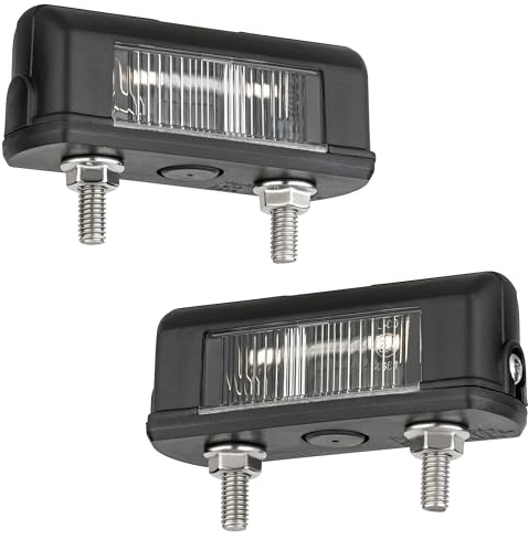 AUTOLIGHT 24 2x Kennzeichenbeleuchtung 12V Anhänger PKW LKW – E-Prüfzeichen StVO zugelassen – inkl. C5W Soffitte – Universal Nummernschildbeleuchtung – 81x30x28mm Lochabstand 45mm