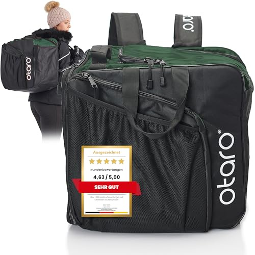 Otaro Skischuhtasche mit Helmfach (PRO | 57 L inkl. Rucksackträgern | Tannengrün) Premium Skitasche für Skischuhe | Auch als Schlittschuhtasche | Ideal zur Ski Tasche, Skisack Set, Skischuhtaschen