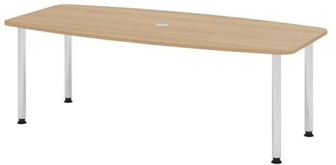 bümö Konferenztisch oval 220x103 cm in Eiche, Tischfüße verchromt - Großer Besprechungstisch, Meetingtisch für 8 Personen, XL-Tisch für Konferenzraum, Meeting & Besprechungsraum