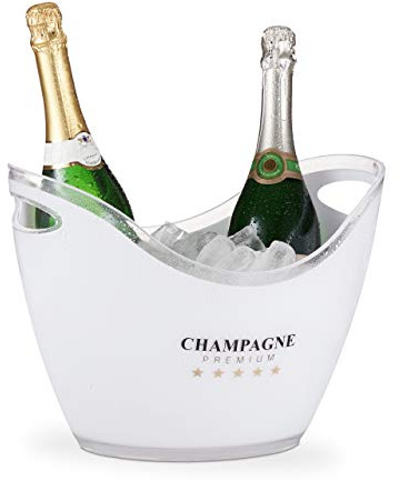 Relaxdays Sektkühler, Champagne Premium, 6l Volumen, Getränke kühlen, Champagnerkühler HxBxT: 25,5 x 34,5 x 26 cm, weiß, 10028655