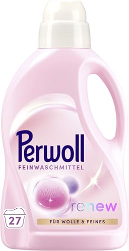 Perwoll Wolle & Feines Waschmittel (27 Waschladungen), Feinwaschmittel reinigt sanft, glättet und erneuert Fasern & verhindert Knötchen, mit Dreifach-Renew-Technologie