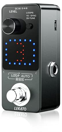 LEKATO Triple Looper Synchron Recording Elektrisches Auto Loop Effektpedal 18 Minuten Aufnahmezeit Unbegrenzte Overdub Guitar Looper Station für Gitarren BassTuner-Funktion