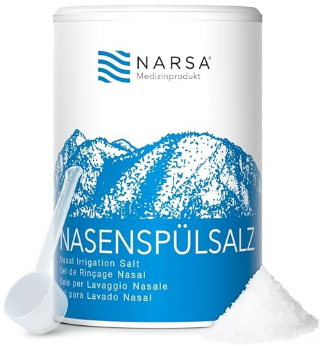 NARSA Nasenspülsalz für Nasendusche | 200 Portionen Vorteilspackung | 375g in nachhaltiger XXL Dose inkl. Dosierlöffel | Nasensalz I ohne Rieselhilfen | Salz für Nasenspülung