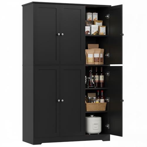 FirFurd Küchenschrank 180 cm Mehrzweckschrank Vorratsschrank mit 6 Türen | Buffetschrank mit verstellbaren Einlegeböden, Allzweckschrank, für Küche Wohnzimmer Eingangsbereich, 106x37x180 cm