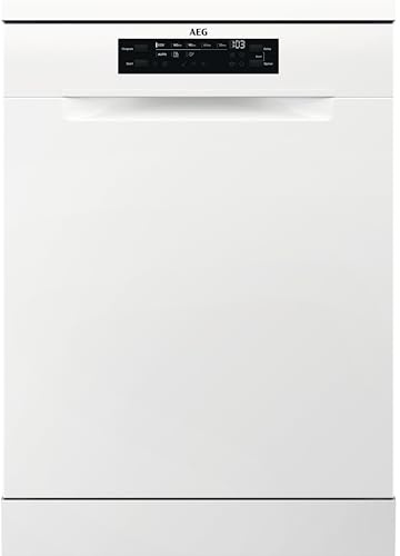 AEG FFB6491AZW Standgeschirrspüler/Serie 6000 mit SatelliteClean / 60cm / AirDry - ideale Trocknungsergebnisse/C/energiesparend/MaxiFlex Besteckschublade/Display/Startzeitvorwahl