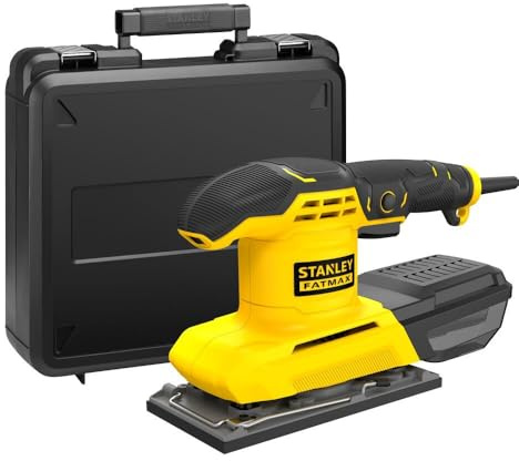 Stanley FatMax Schwingschleifer FMEW214K (280 Watt, 187 x 90 mm Schleifband, Drehzahlvorwahl, Klettfix Schleifpapierbefestigung, integrierte Staubabsaugung, inkl. Schleifgitter und Koffer)