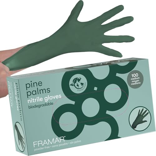 FRAMAR Einmalhandschuhe M Grün - Nitrilhandschuhe M, Handschuhe Einweg M, Tattoo Handschuhe, Küchenhandschuhe, Waschhandschuhe Einweg, Nitril - 100