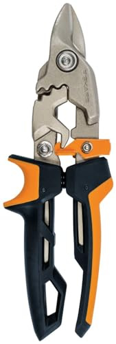 Fiskars Blechschere Bulldog, Länge 23,2 cm | Wärmebehandelter Stahl/Kunststoff, Schwarz/Orange, PowerGear, 1027212