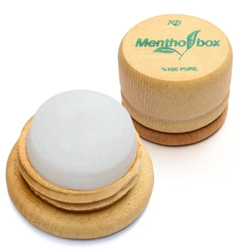 Mentholbox Mentholstein, Menthol Box, hilft Migräne zu lindern, erfrischende & kühlende Menthol-Macaron, zum Bestreichen von Stirn und Nacken, Menthol Spa Massage, reines Kristall-Menthol 1x6g