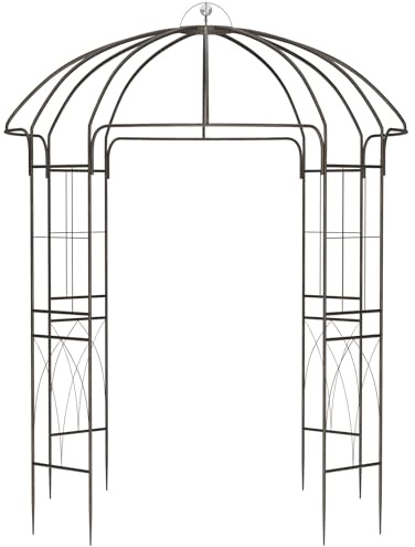 CLP Gartenpavillon aus Metall Keira, pulverbeschichteter Rosenbogen mit Rankhilfe für Kletterpflanzen, Ø 200 x 270 cm, für Garten und Terrasse, Farbe: Bronze