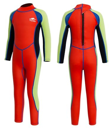 Gogokids Langarm-Neoprenanzug für Kinder, 2,5mm Neopren UV-Badeanzug Rückenreißverschluss, Thermo Neoprenanzüge für 2-10 Jahre Mädchen Jungen zum Schwimmen, Surfen, Tauchen