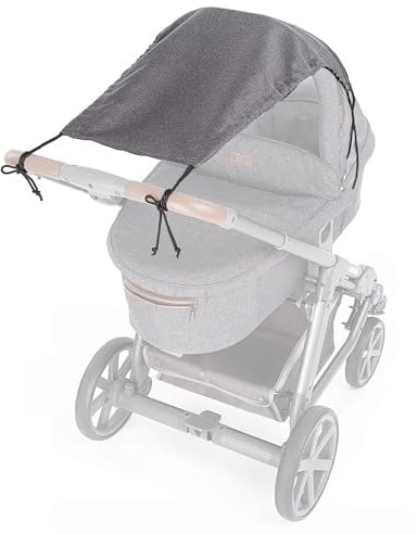 Zamboo Universal Sonnensegel DELUXE mit UV Schutz 50+ für Kinderwagen Babywanne - reißfester Baby Sonnenschutz mit Beschichtung und Rollo-Funktion - Melange Grau