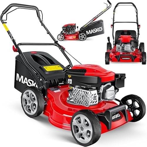 MASKO® Benzin Rasenmäher 3in1 | 42 cm Schnittbreite | 7- fache Schnitthöhenverstellung | 4 Takt OHV Motor 3,4 PS | 50 Liter Fangkorb|