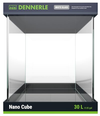 Dennerle Nano Cube White Glass, 30 l, Aquascaping Aquarium | 30 x 30 x 35 cm, abgerundete Frontscheibe, für Nano-Aquaristik und Aquascaping