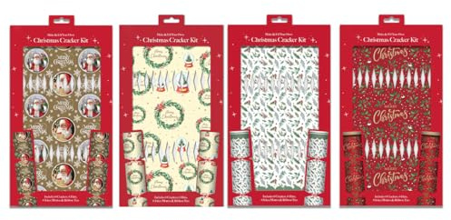 1ABOVE DIY Weihnachten Knallbonbons Making Kit, 6 Knallbonbons mit Hüten, Witzen und Schleifenbändern, Urlaubsparty Bastelset