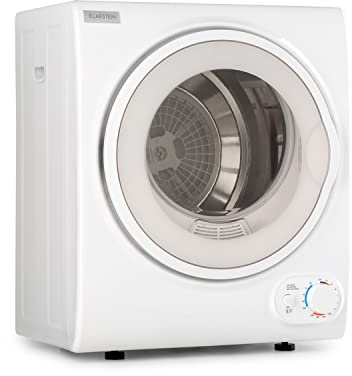 Klarstein Jet Set 2500 - Wäschetrockner, Ablufttrockner, Frontlader, 850 W, freistehend/Unterbau, EEK C, 2,5 kg, PTC-Heizelement, Wärmewahl bis 60 °C, Timer 20 bis 200 Minuten, Kompakt, weiß