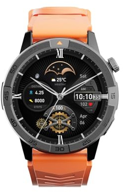 AGM Legion Pro Militär Smartwatch Herren, Robuste Fitnessuhr Wasserdicht 5ATM, 1,43 AMOLED Outdoor Sportuhr mit GPS, Offline-Karten für Routenaufzeichnung, MIL-STD-810H, Anrufe, 2 Armbänder