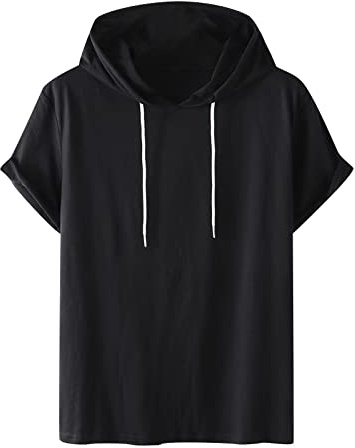 T-Shirts für Herren mit Kapuzen Sommer Tshirt Hoodie Kurzarm Hoodies Freizeit Kapuzenshirt Einfarbig Sweatshirt Hoody Männer Oversize Shirts Baumwolle Oberteile Leichte Kapuzenpullover