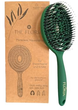 The Floria Haarbürste ohne Ziepen für Damen, Herren & Kinder - Entwirrbürste auch für Locken & Lange Haare - Einzigartige Profi Detangler-Bürste mit Spiralfeder