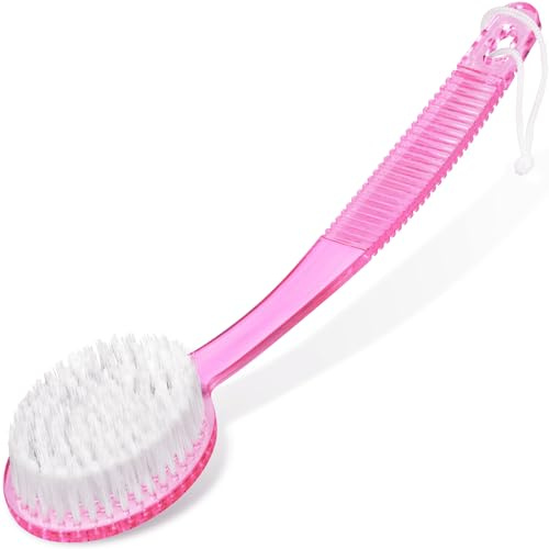 DecorRack Badebürste mit Langem Stiel, Exfoliating Körperbürste für Rücken & Füße, Duschbürste für Peeling, Massage & Hautpflege, Trockenbürste für Alle Hauttypen, 1 Stück (Rosa)
