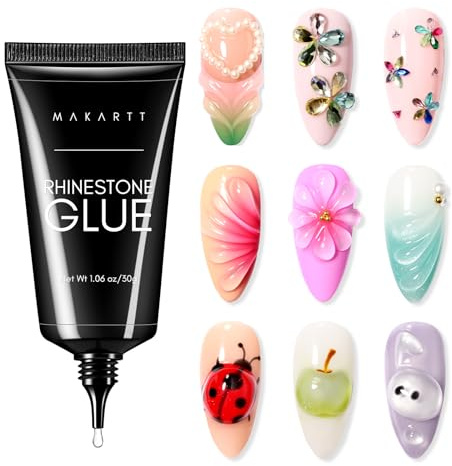 Makartt Rhinestone Glue Gel 3D Nail Art Super Kleber für Strasssteine 30g | Nail Charms Gute Konsistenz Bombenfest Lange Haltbarkeit Leicht Auftragen Präzise UV/LED Aushärtung Chrompuder-Effekt