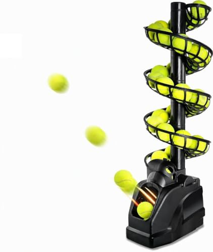 Tennisbälle Maschine(Maximal 30Bälle),Tennisball Trainer für selbsttraining,Anfänger/Kinder/Lehrer/Zuhause/Gericht,genaue effiziente Ballwurfmaschinen für alle Stufen/Alter,AC&Batterie&USB-Kabel