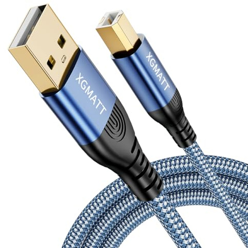USB-Druckerkabel 3M,USB A auf B Drucker Kabel l Hochgeschwindigkeits-Scanner kompatibel mit Lexmark, Dell, HP, Canon, Epson, Xerox, Brother, DAC und mehr, Blau