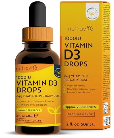 Vitamin D3 *10.000 IE in 10 Tropfen* - 2.000 vegetarische Tropfen pro Flasche mit 1.000 IE Vitamin D3 - Cholecalciferol für gesunde Knochen und ein gesundes Immunsystem