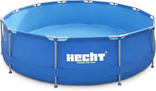 HECHT Stahlrahmen Pool Swimmingpool – 360 x 76 cm und 300 x 76 cm zur Auswahl – Familienpool rund mit Metallrahmen – XXL Outdoor Badespaß für die ganze Familie im eigenen Garten 6.125 Liter